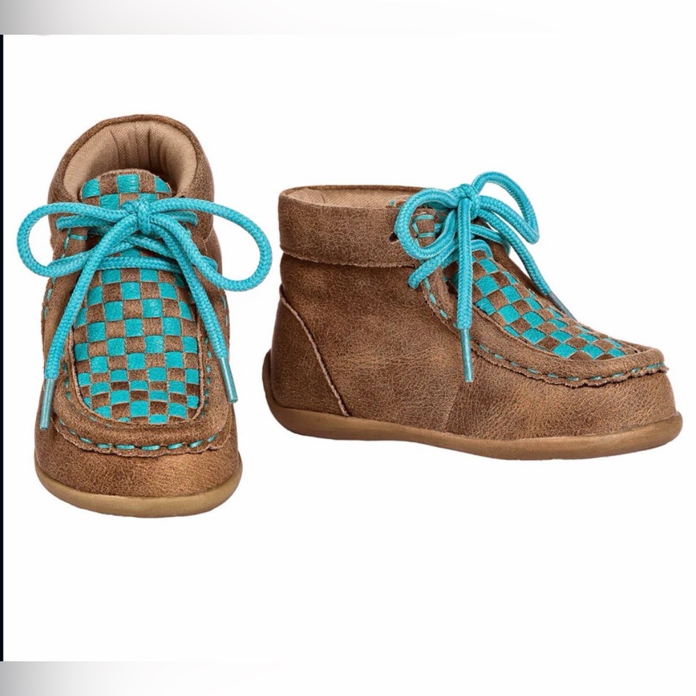 Twister Cassidy Kids Brown and Turquoise Moccasin Boots